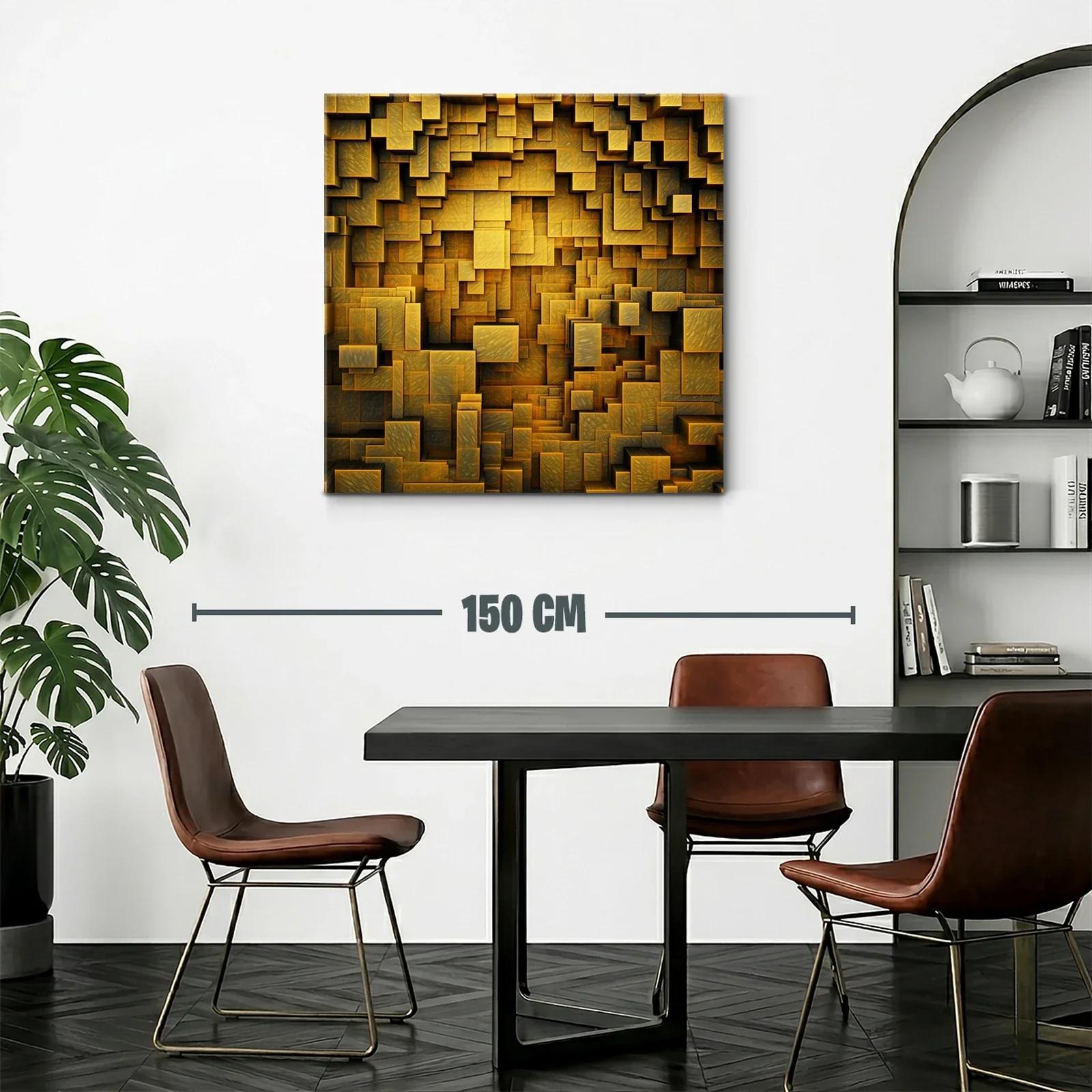 Diseño abstracto de recuadros encajados dorados y negros — miniatura 2