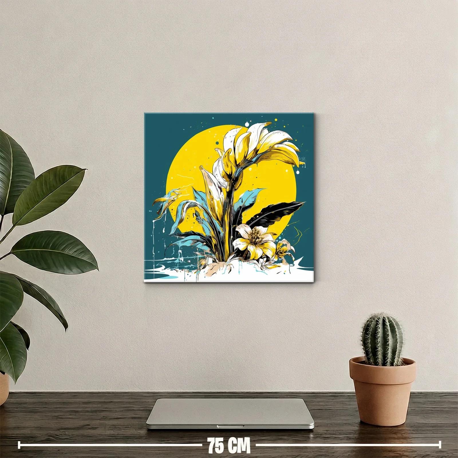 Composición floral vibrante con tonos amarillos y azules — miniatura 2