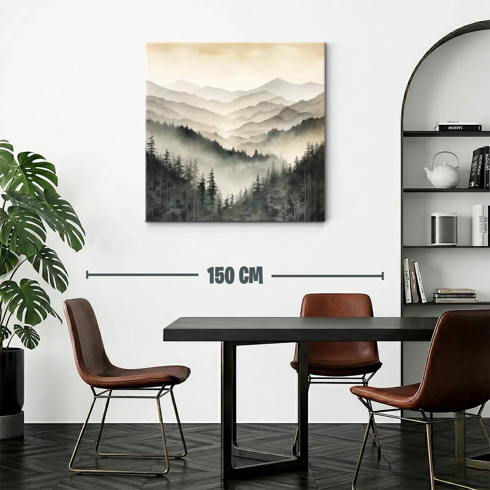 Paisaje de Montañas y Bosques con Niebla Suave y Tranquila — miniatura 2