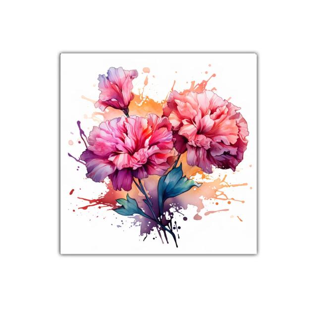 Cuadro decorativo flores vibrantes en tonos rosas y naranjas