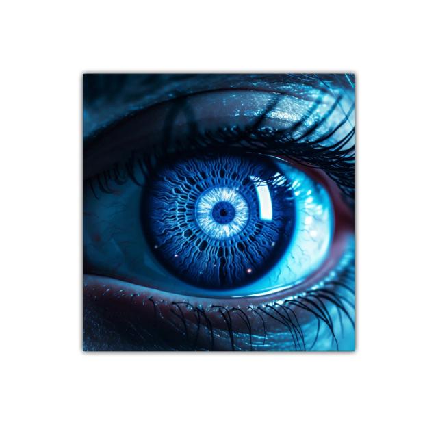 Impactante ojo azul con detalles luminosos para decoración moderna