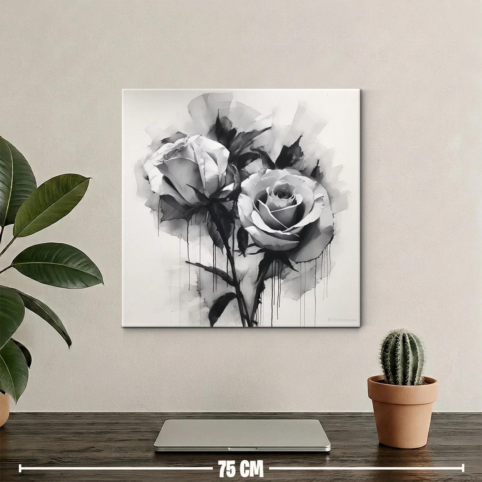 Rosas en blanco y negro con efecto acuarela moderna — miniatura 2