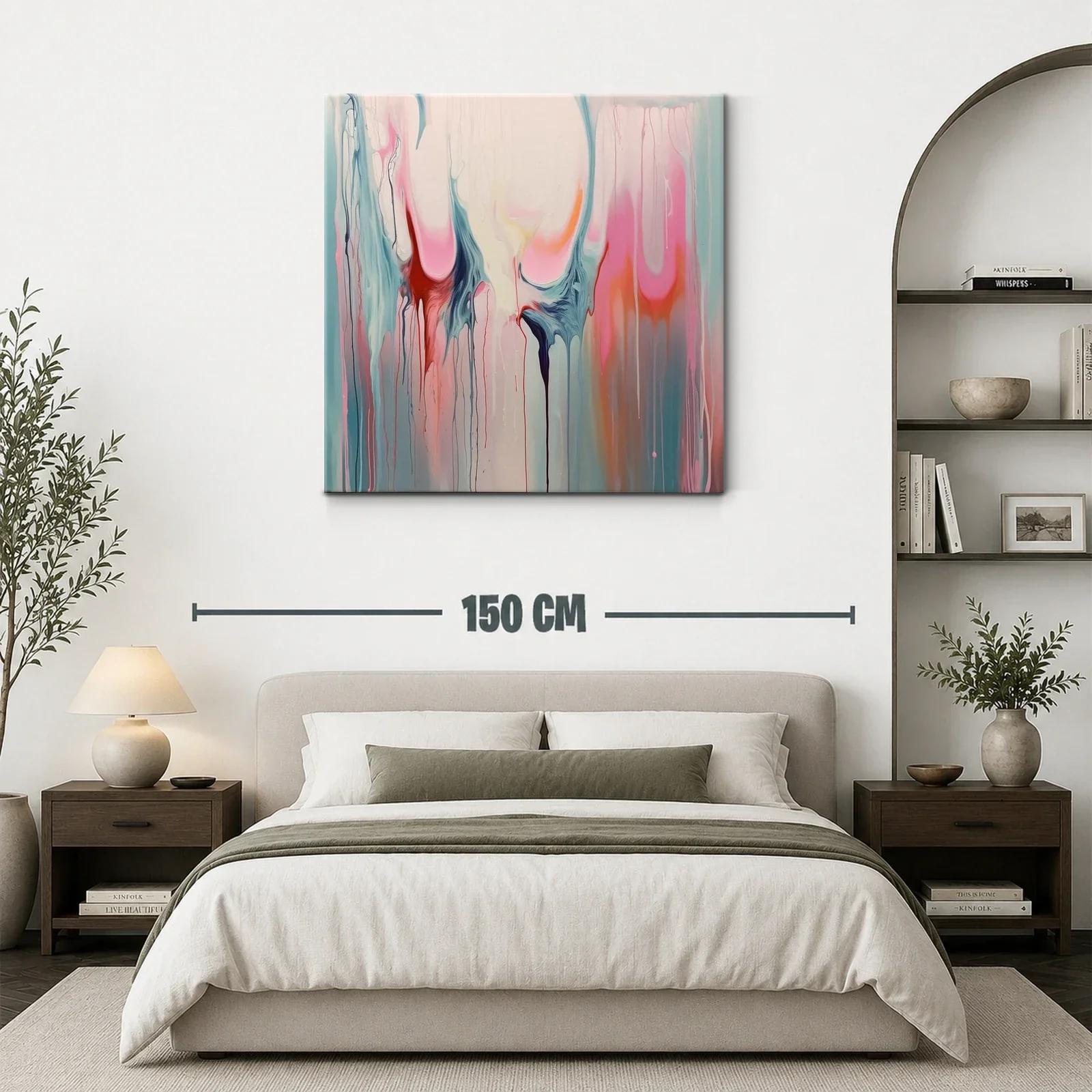 Cuadro abstracto con formas fluidas en tonos pastel y vibrantes — miniatura 3