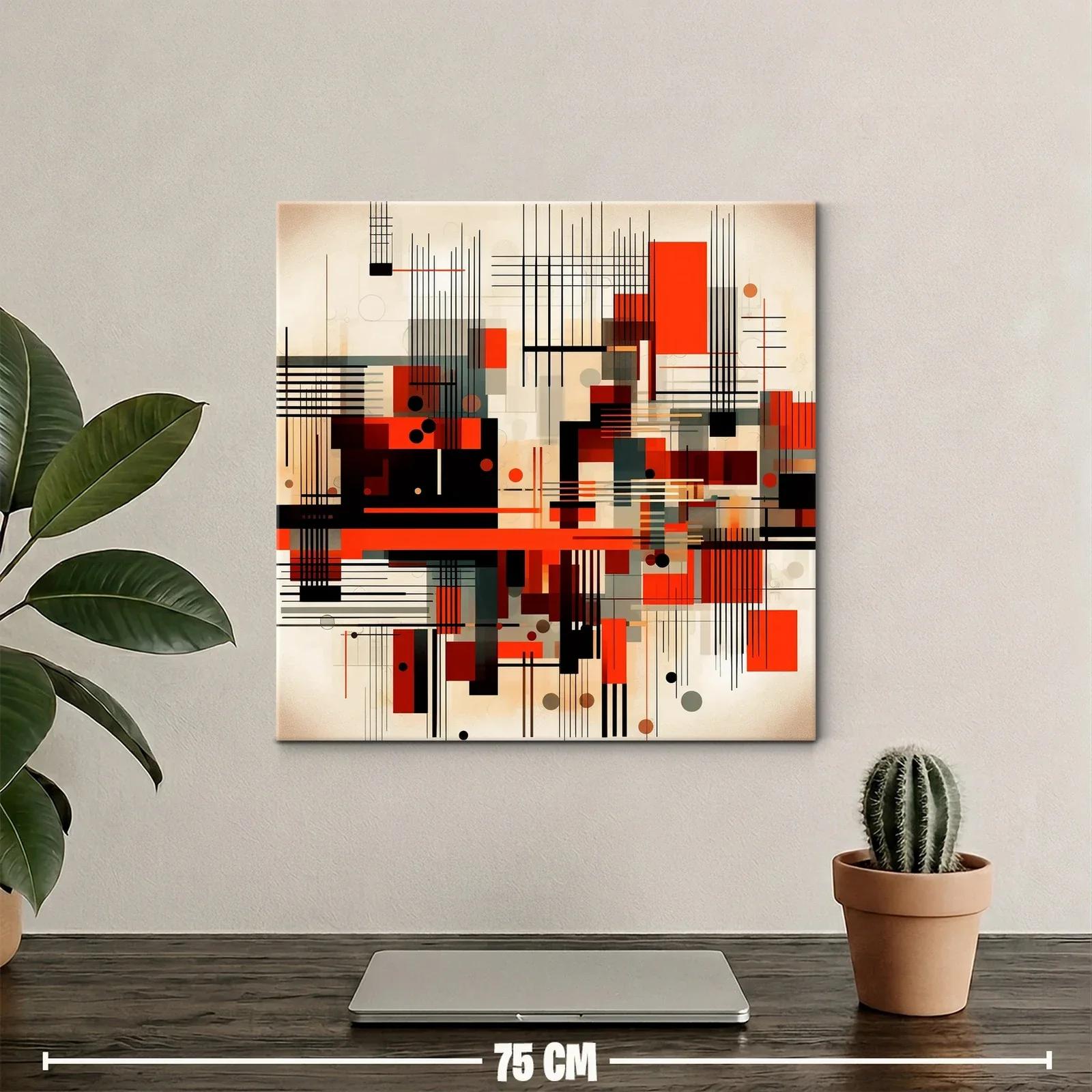 Composición abstracta con líneas y formas geométricas en rojo y negro — miniatura 2