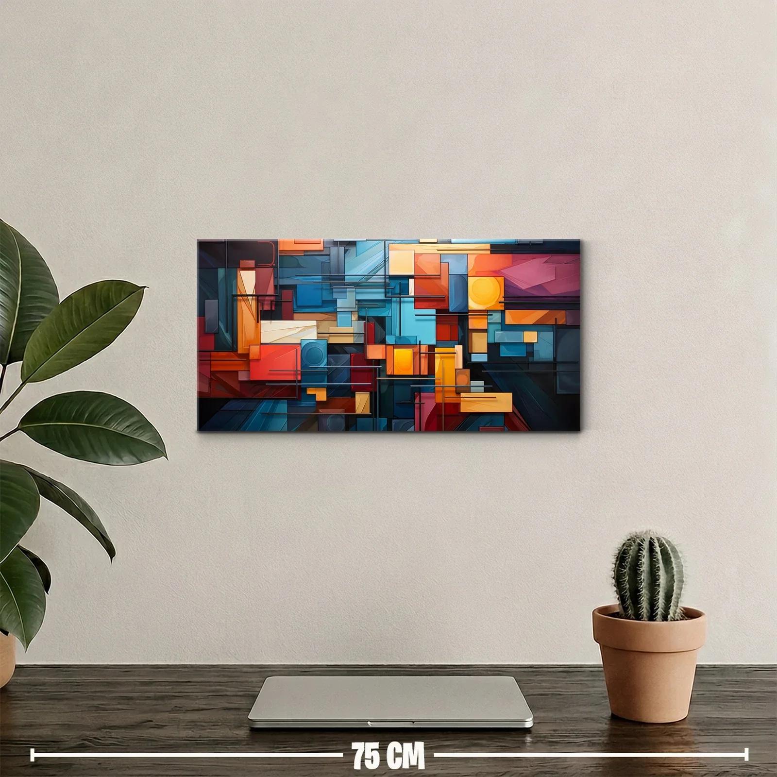 Cuadro mosaico geométrico panorámico con zonas luminosas — miniatura 2