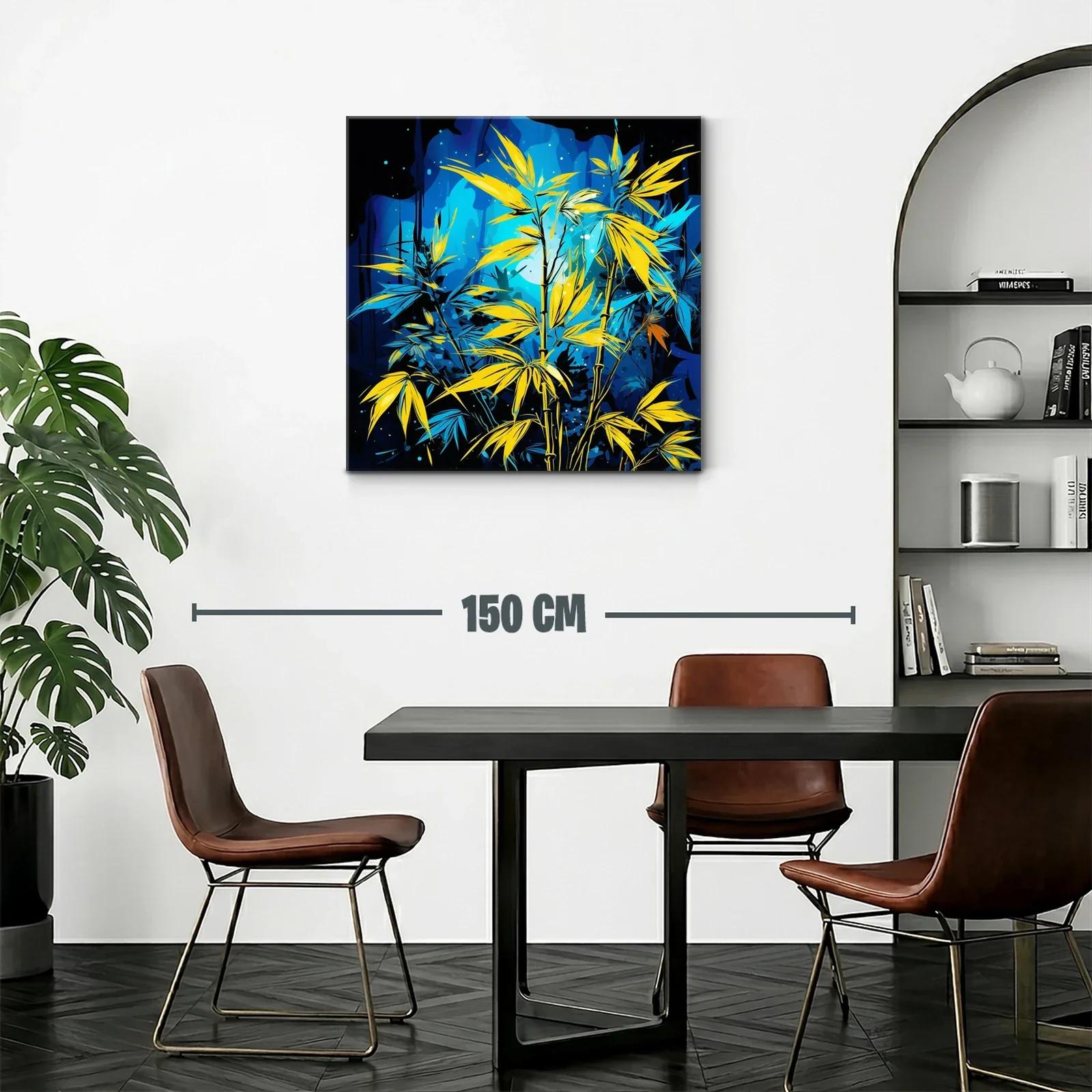 Bambú vibrante con contrastes azul y amarillo intenso — miniatura 2