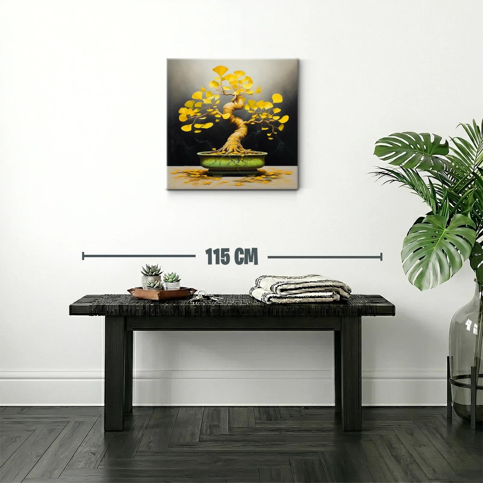 Árbol de Ginkgo con hojas doradas y maceta verde — miniatura 2