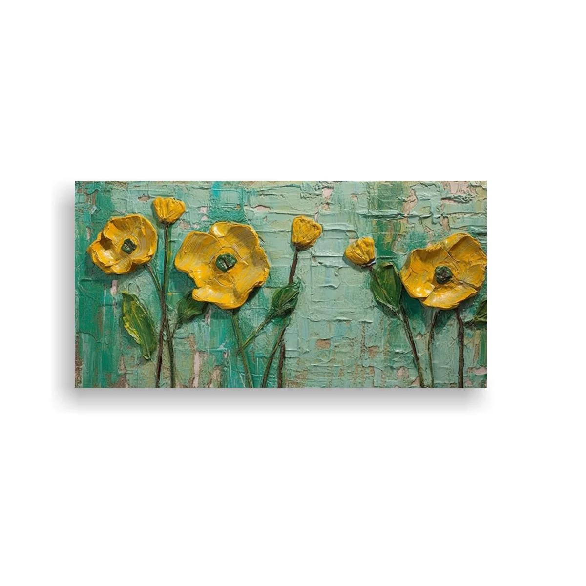 Cuadro amapolas amarillas con fondo texturizado — imagen principal
