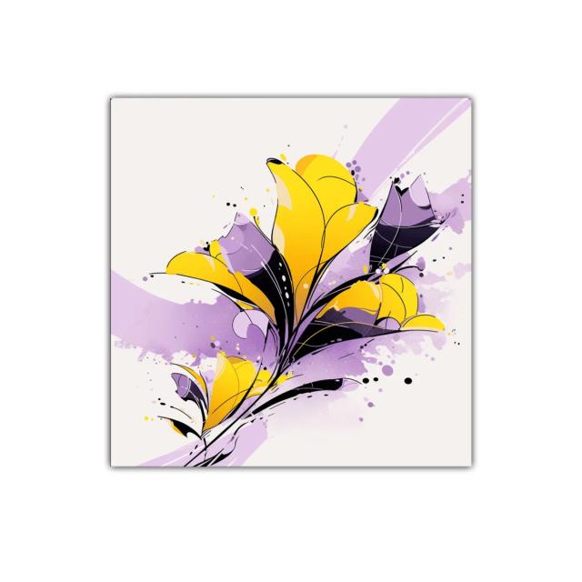 Cuadro floral moderno en tonos vivos y suaves contrastes