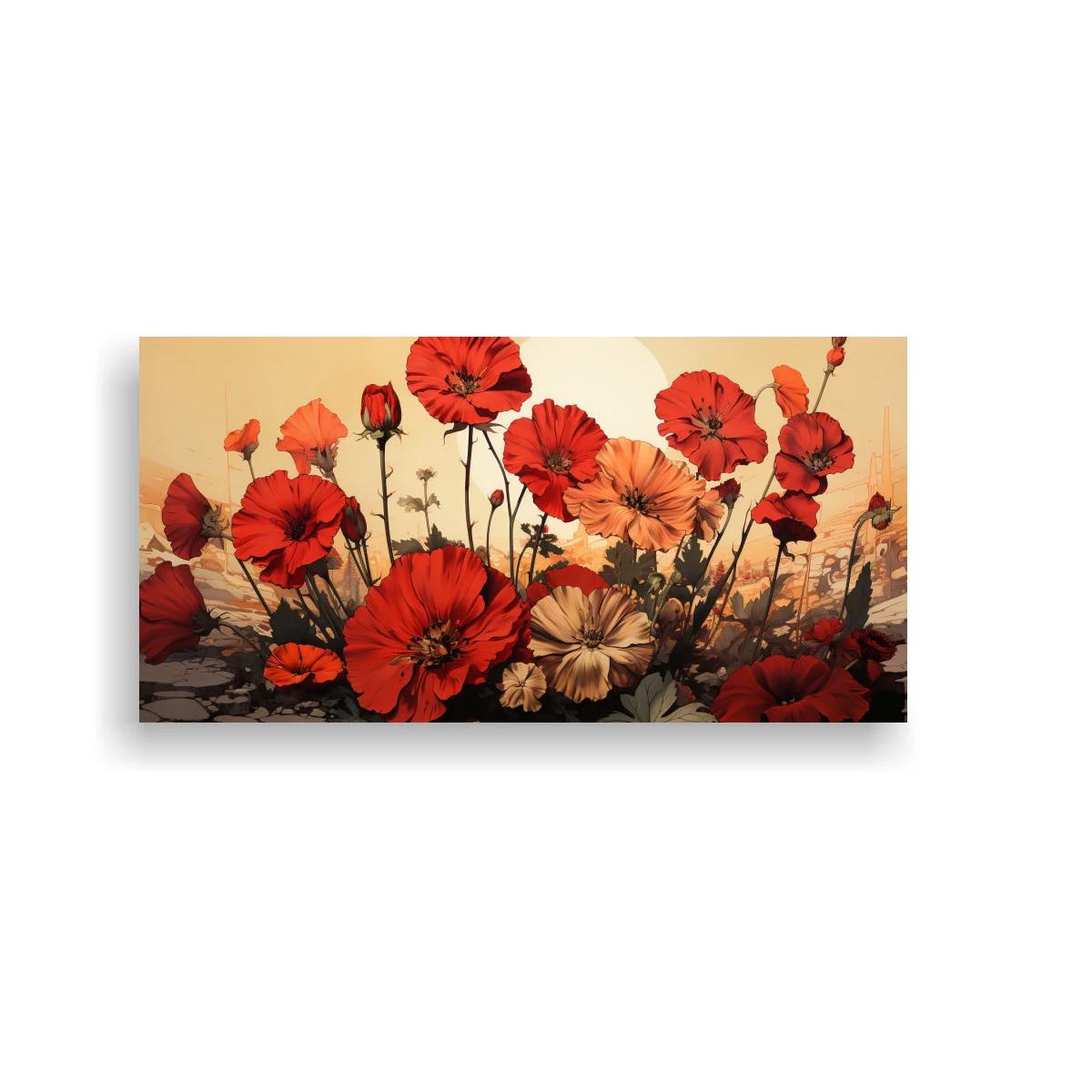 Cuadro amapolas rojas con ramillete panorámico — imagen principal