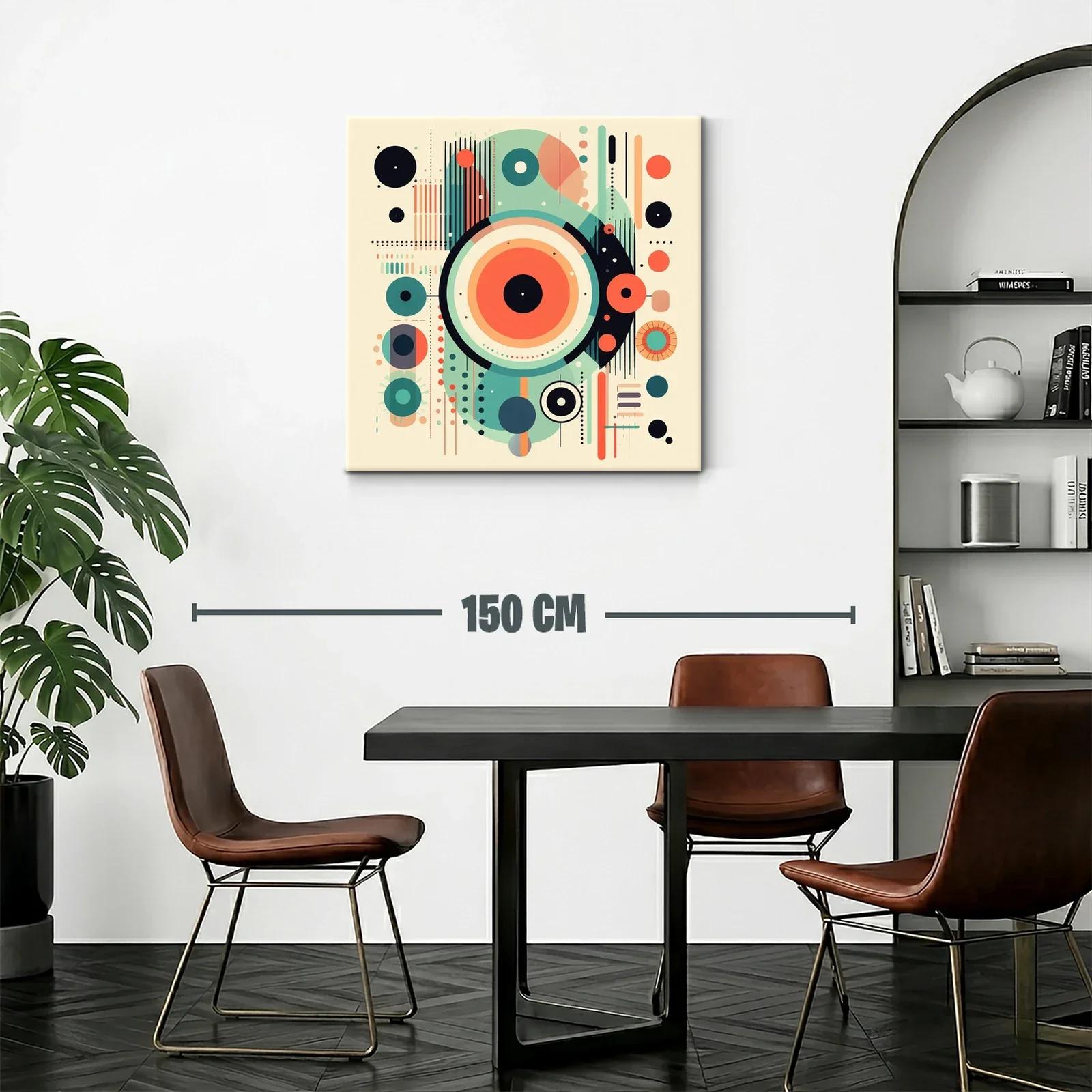 Cuadro Abstracto con Formas Circulares en Tonos Cálidos y Fríos — miniatura 2