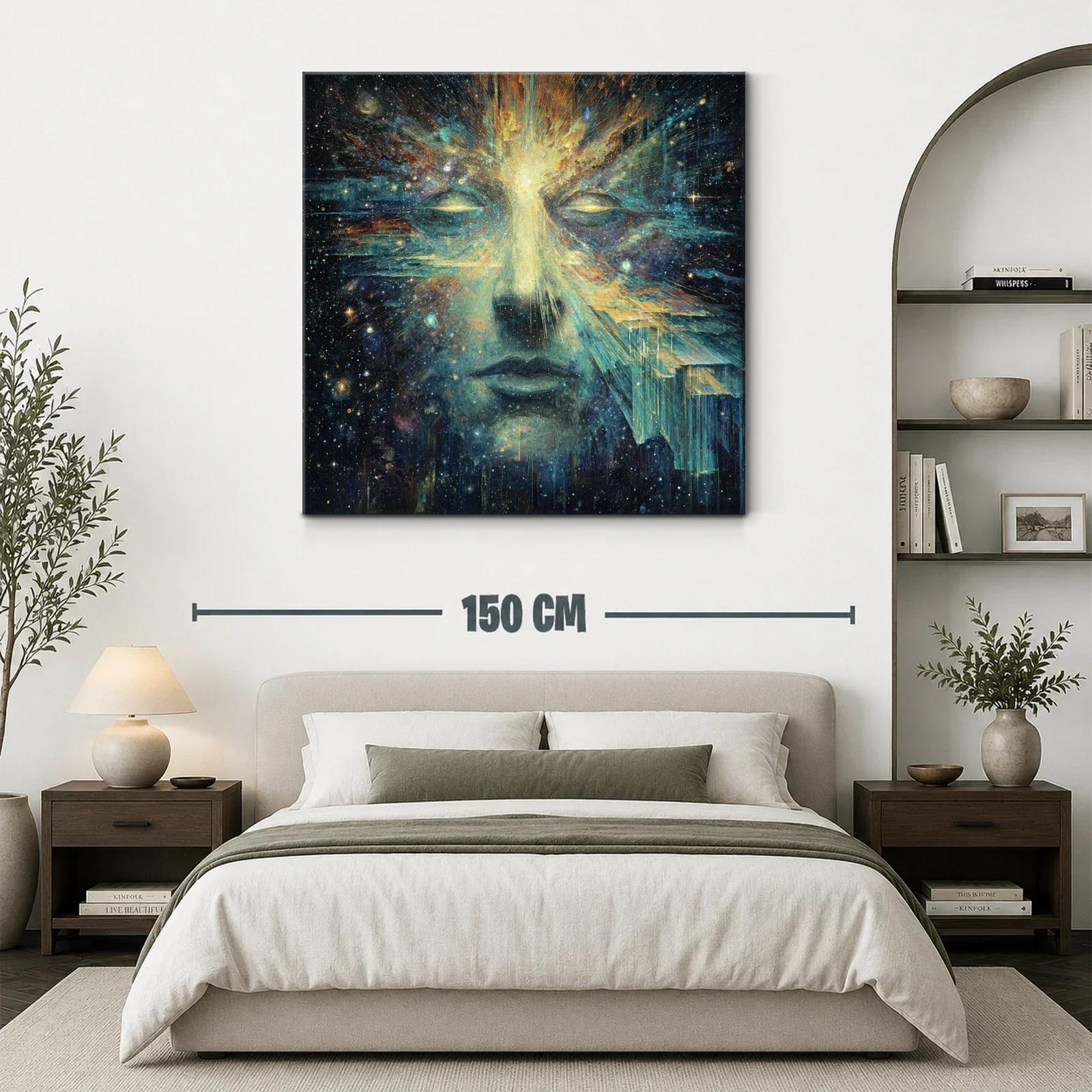 Rostro cósmico con energía luminosa y fractales celestes — miniatura 3