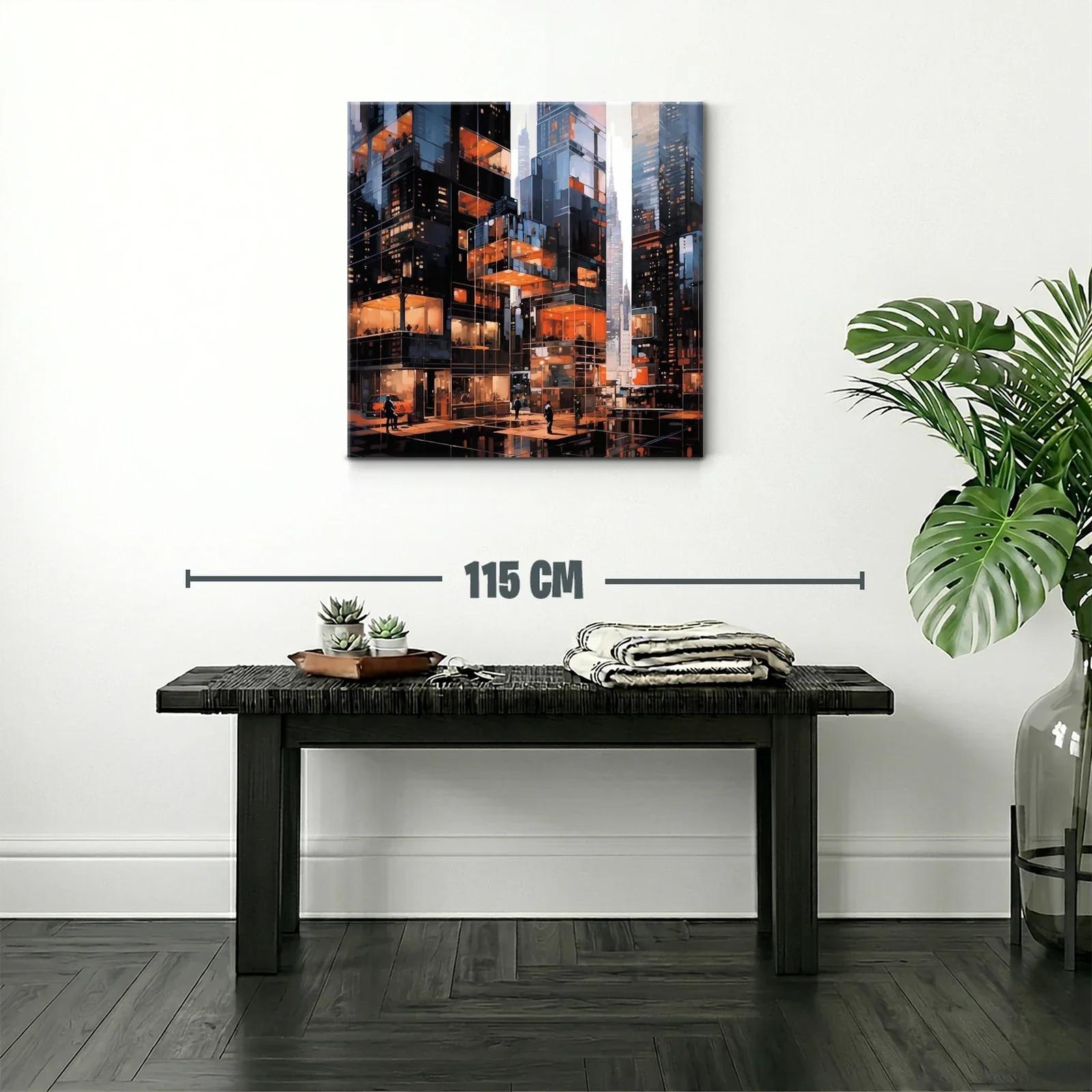 Ciudad iluminada con arquitectura moderna y reflejos urbanos — miniatura 2