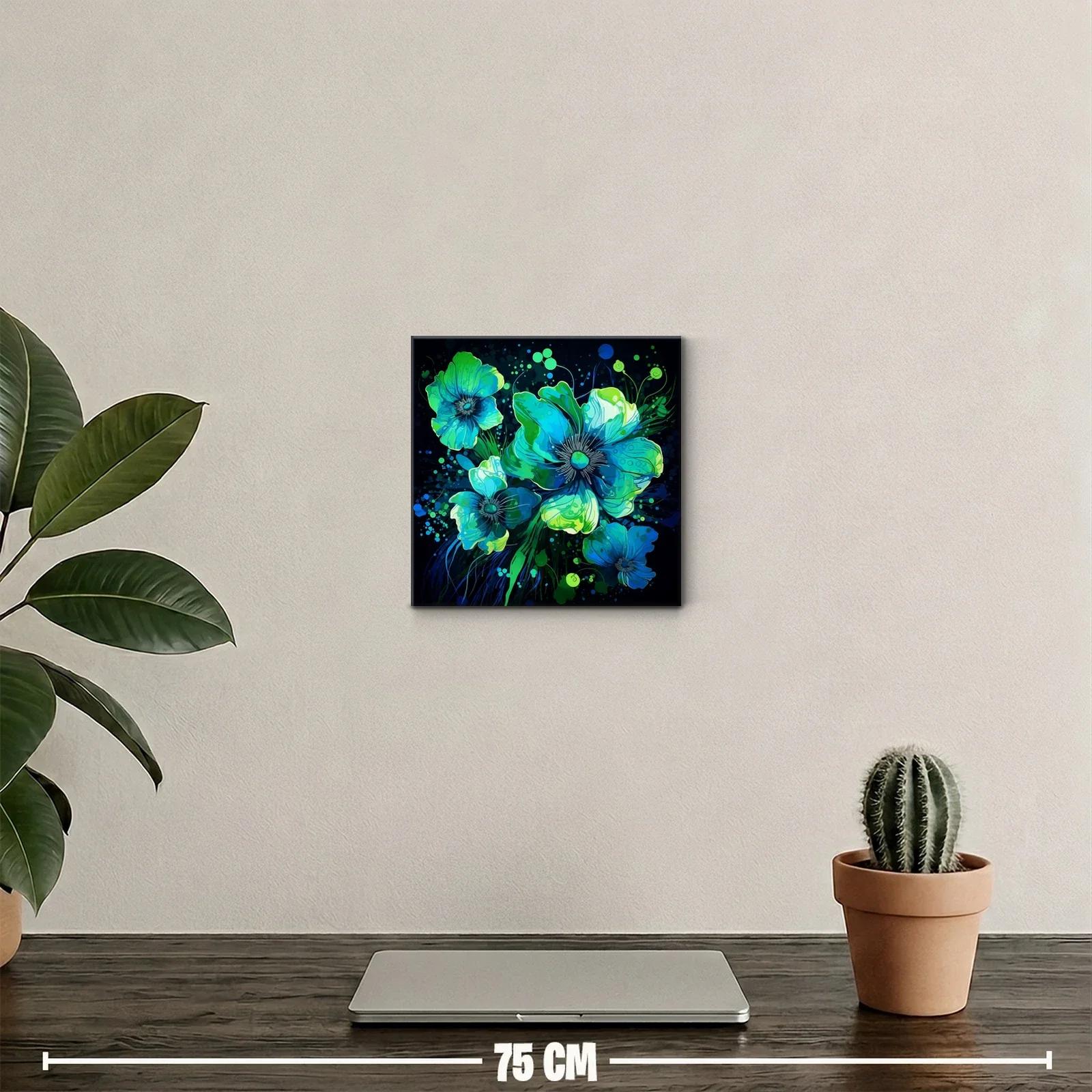 Flores vibrantes en tonos azules y verdes intensos — miniatura 2