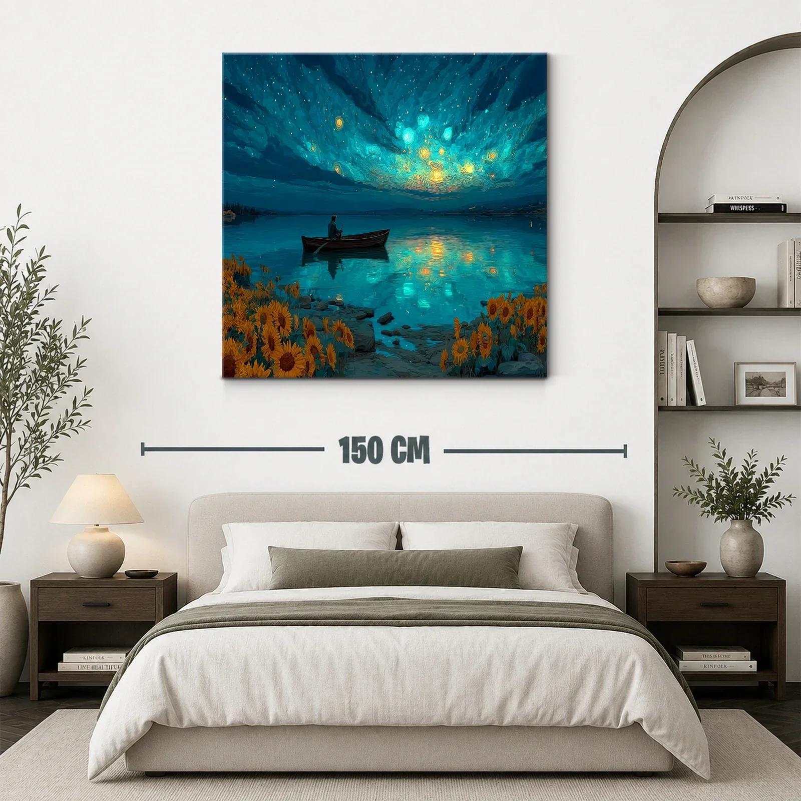 Tranquilidad nocturna entre girasoles y luz estelar — miniatura 3