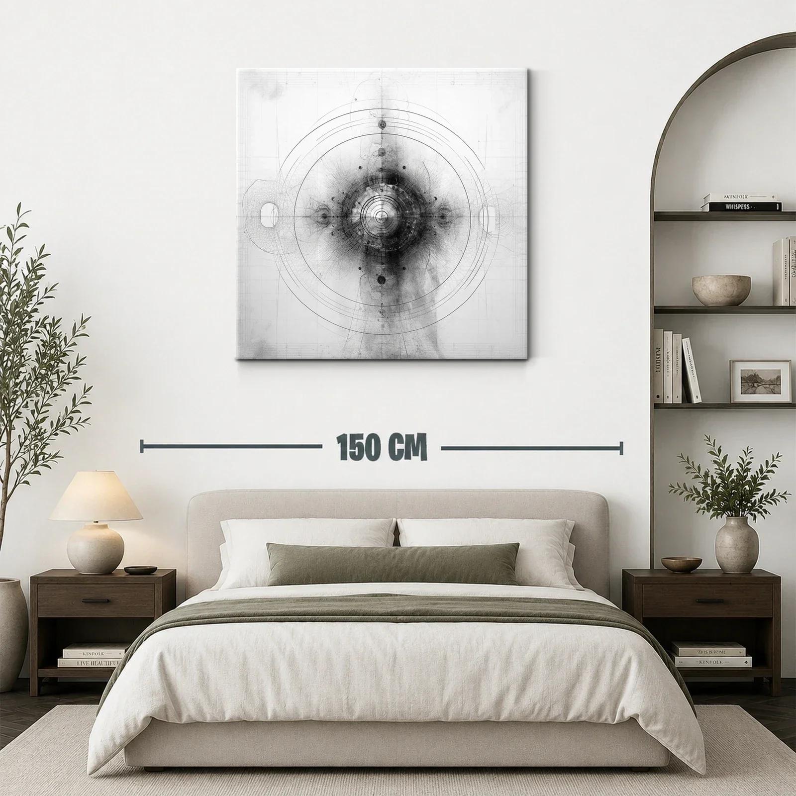 Composición abstracta en tonos grises con círculos concéntricos — miniatura 3