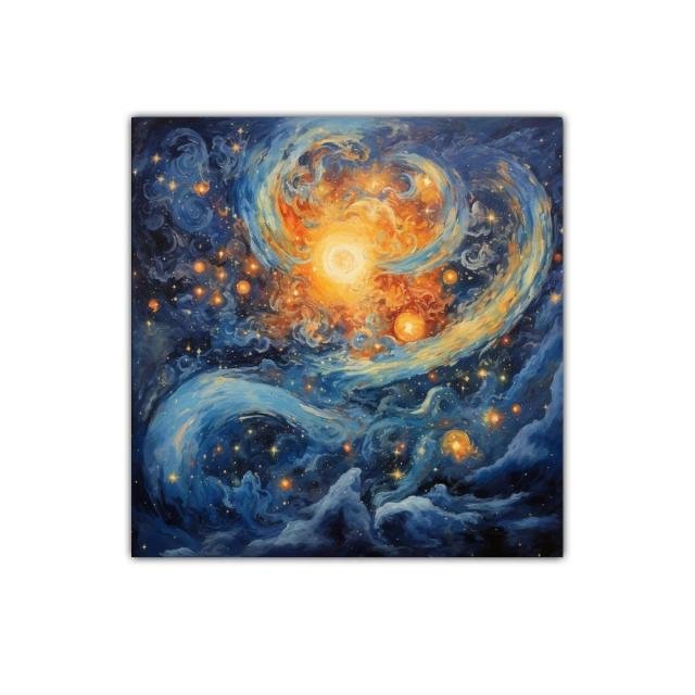 Cuadro galaxia vibrante con luz y movimiento celestial