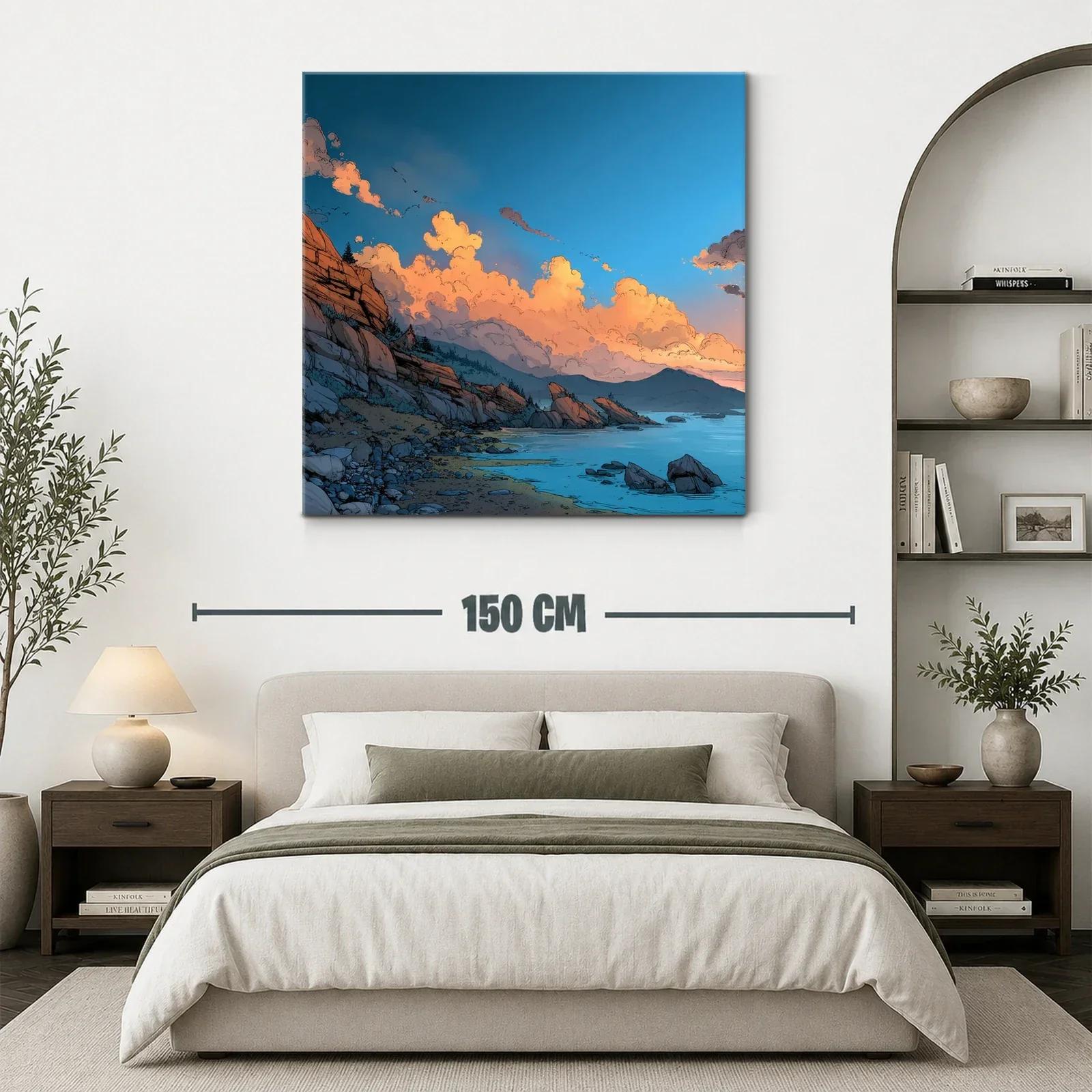 Paisaje costero con rocas y nubes al atardecer — miniatura 3