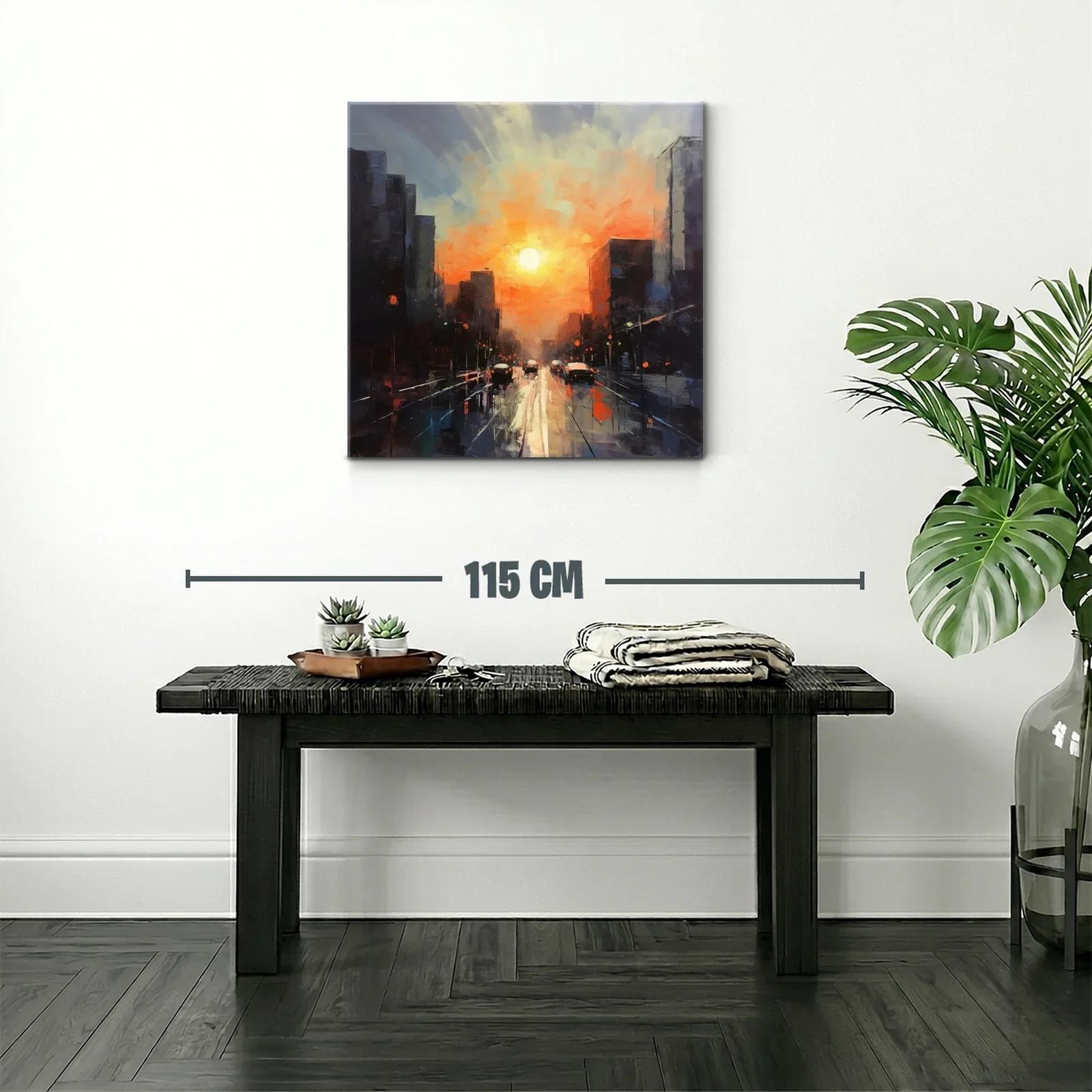 Atardecer vibrante en ciudad urbana al anochecer — miniatura 2