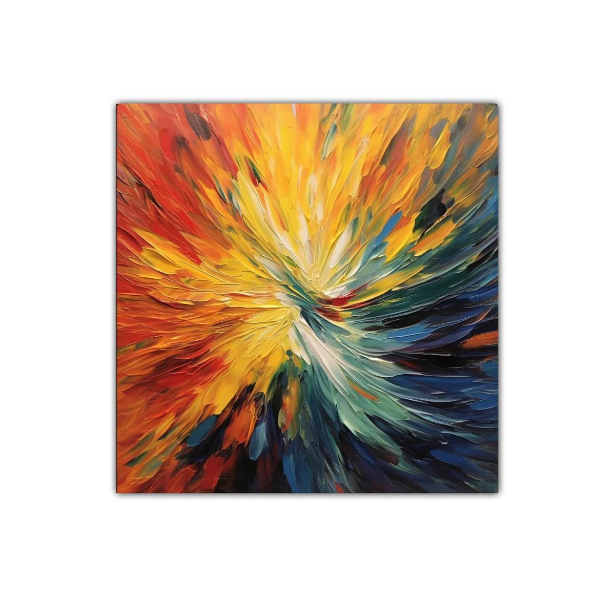 Cuadro abstracto con explosión de colores vibrantes y dinámicos