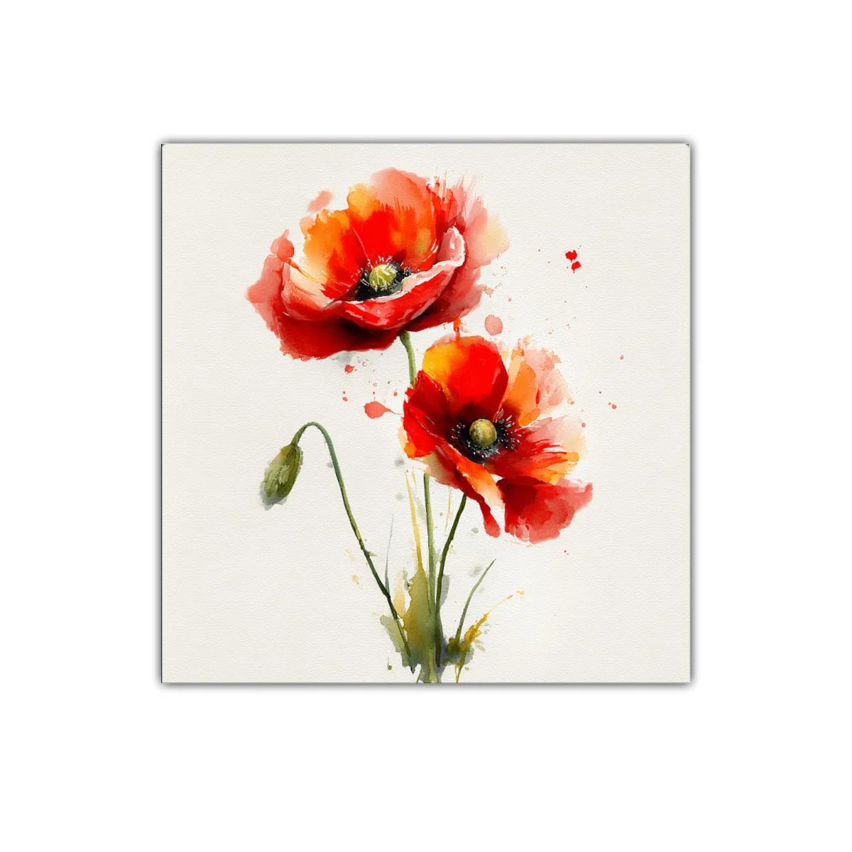 Cuadro con amapolas rojas vibrantes para decorar paredes — imagen principal