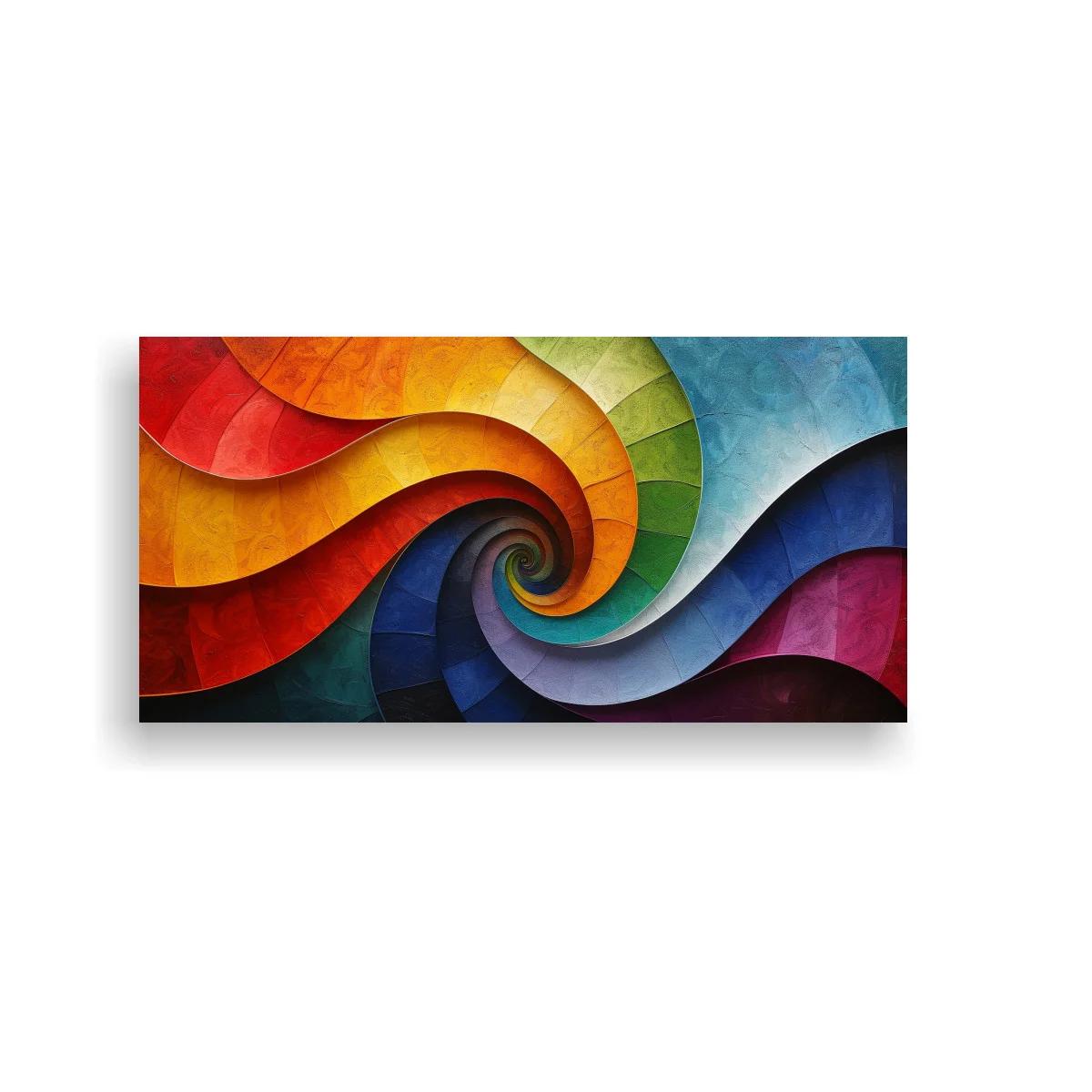 Cuadro espiral abstracta multicolor en bandas onduladas — imagen principal