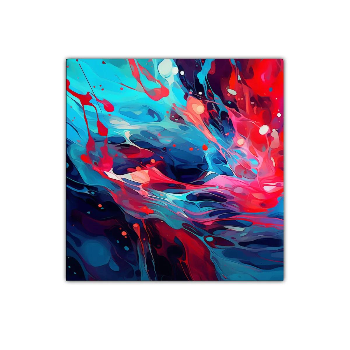 Vibrante composición abstracta con tonos rojos y azules — imagen principal