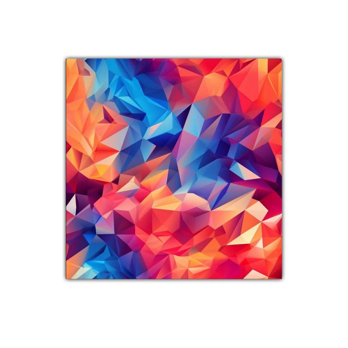 Cuadro abstracto con tonos vibrantes en formas geométricas