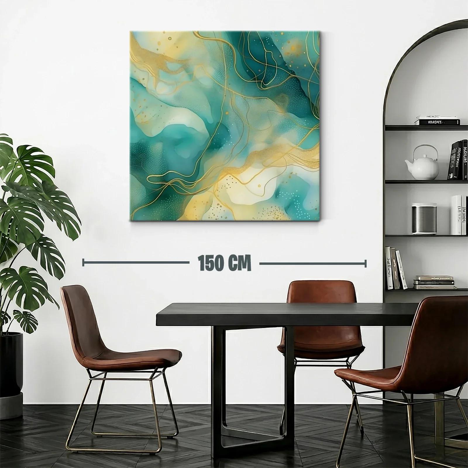 Composición abstracta con tonos aguamarina y dorados elegantes — miniatura 2