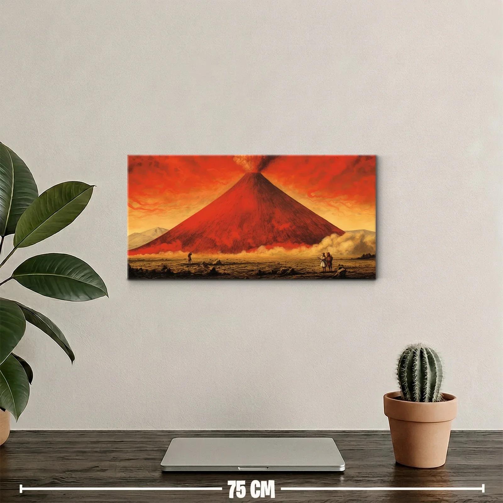 Cuadro volcán en erupción con cima humeante — miniatura 2