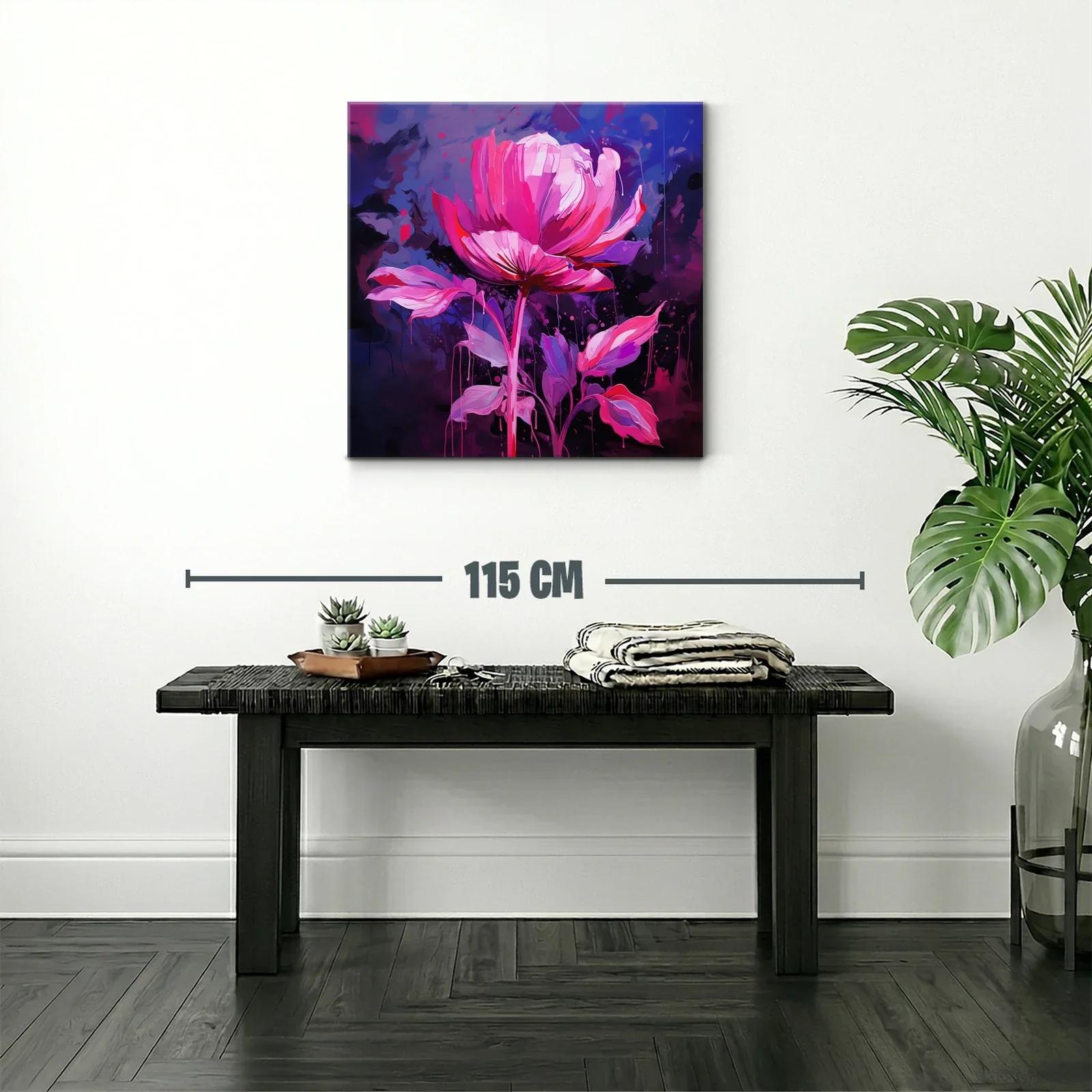 Flor vibrante en tonos rosa sobre fondo azul oscuro — miniatura 2