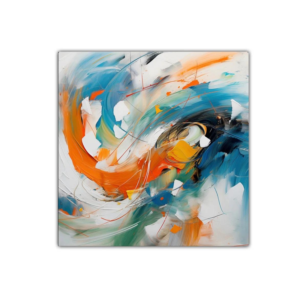 Cuadro abstracto con dinámicos tonos naranjas y azules — imagen principal