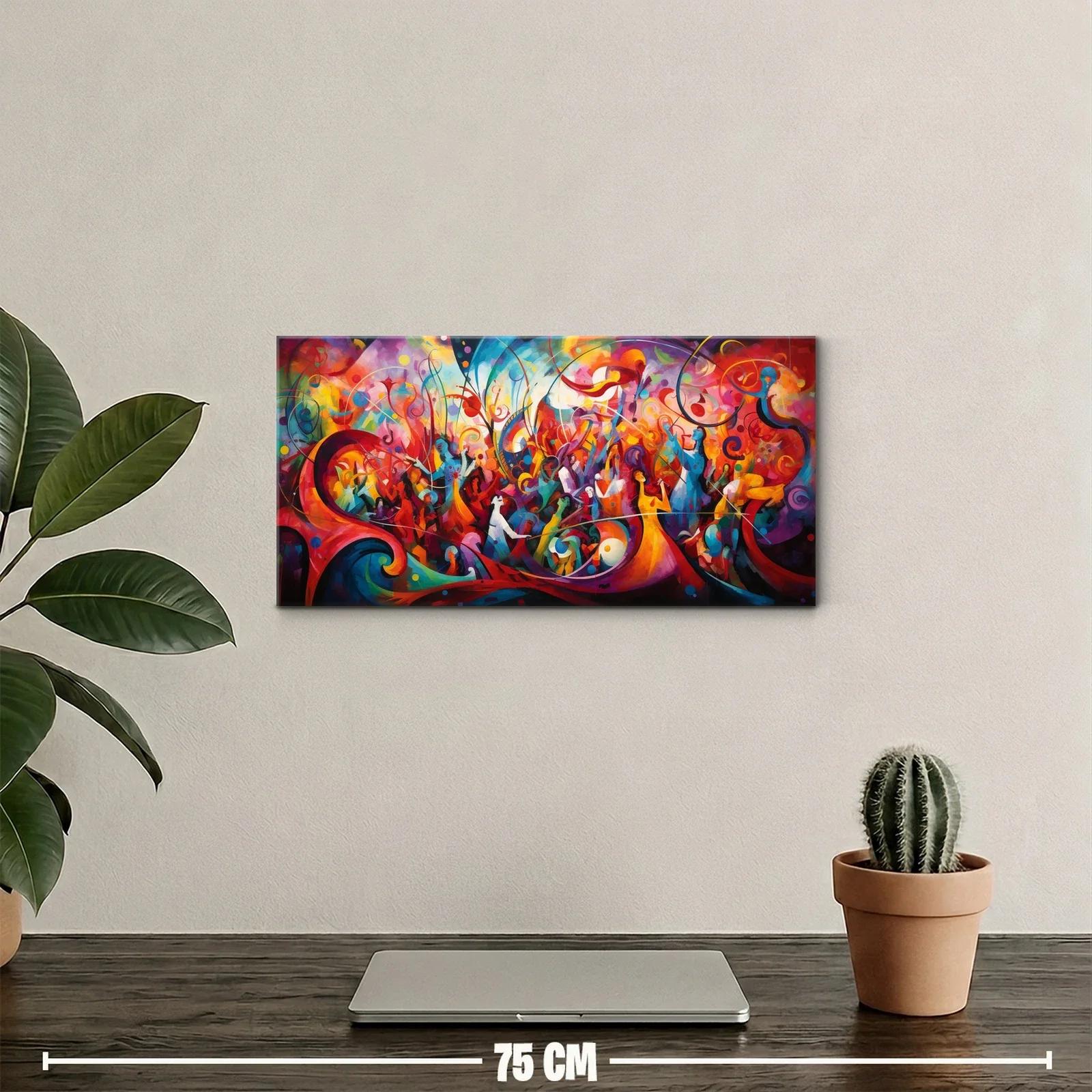 Cuadro escena de danza festiva con remolinos de color — miniatura 2