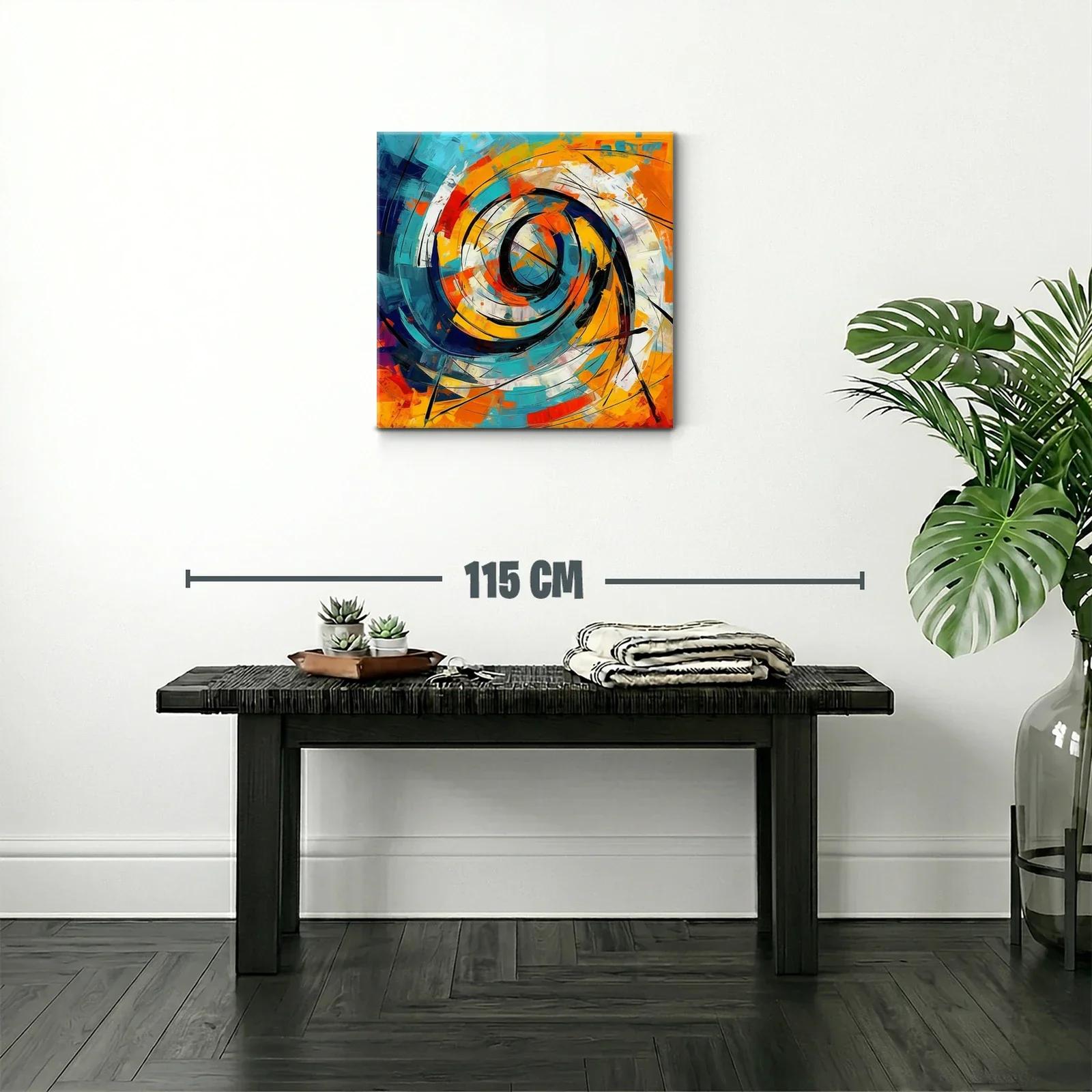 Cuadro abstracto con espiral dinámico y tonos vibrantes — miniatura 2