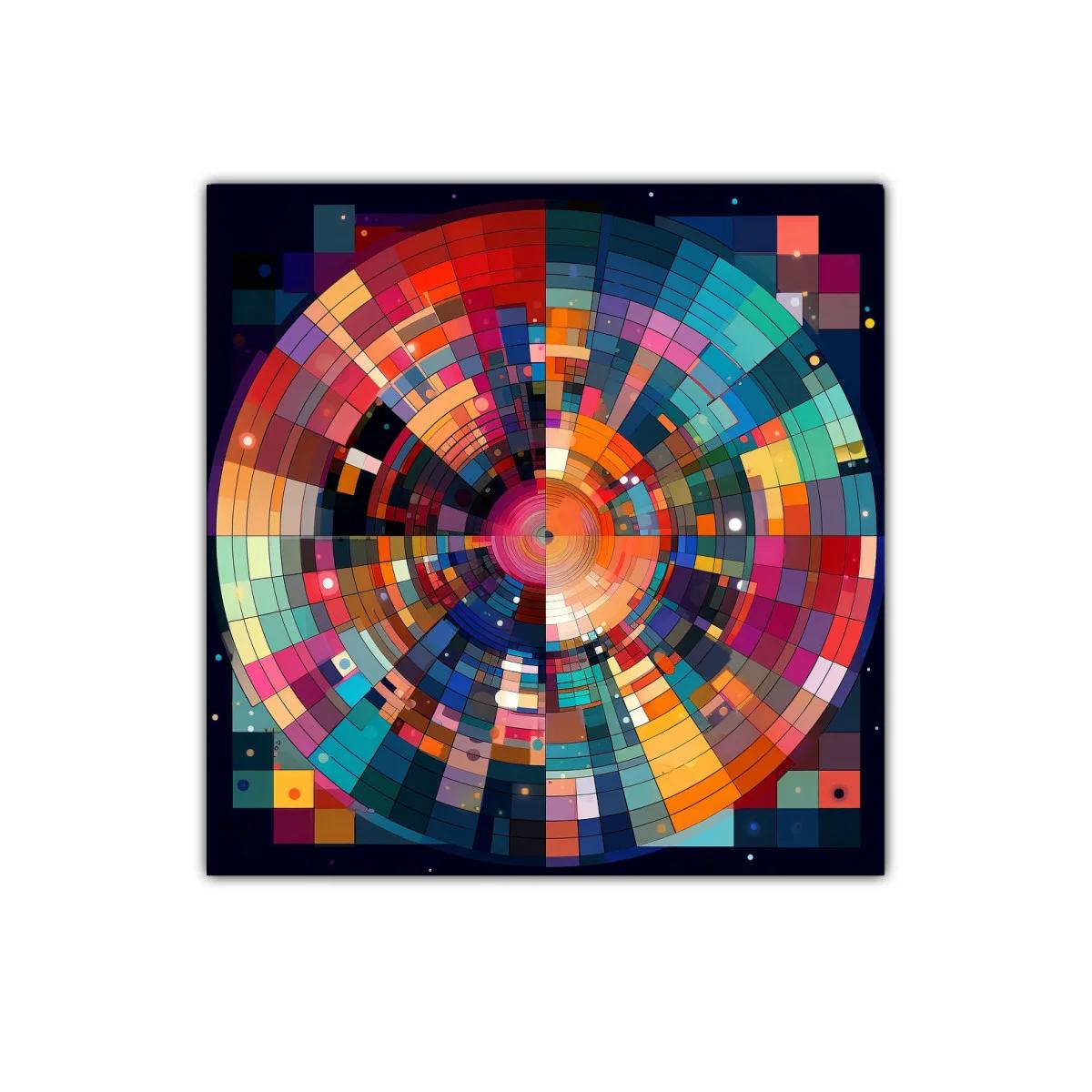Composición circular abstracta con vibrantes tonos contrastantes — imagen principal