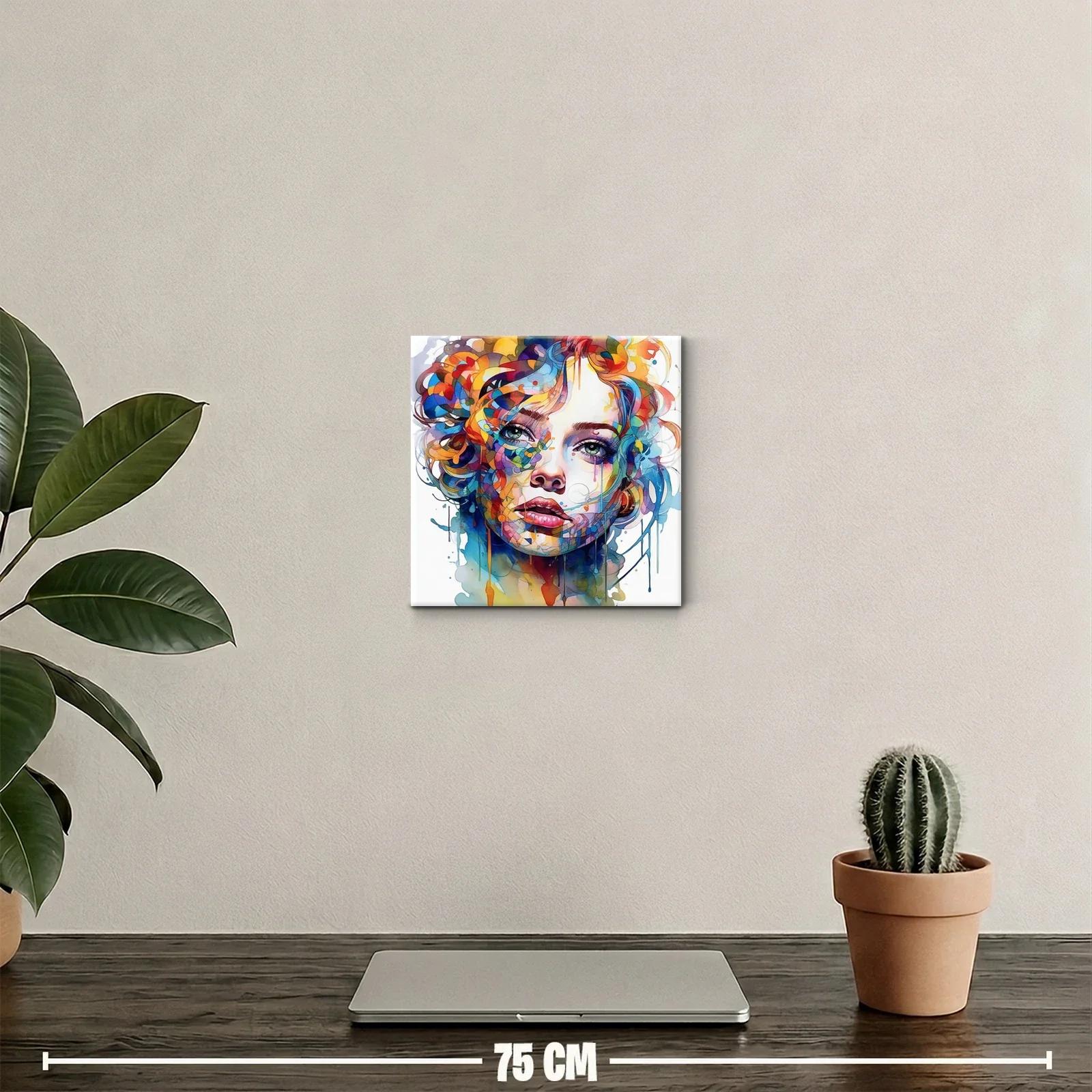 Rostro femenino vibrante con colores intensos y detalles abstractos — miniatura 2