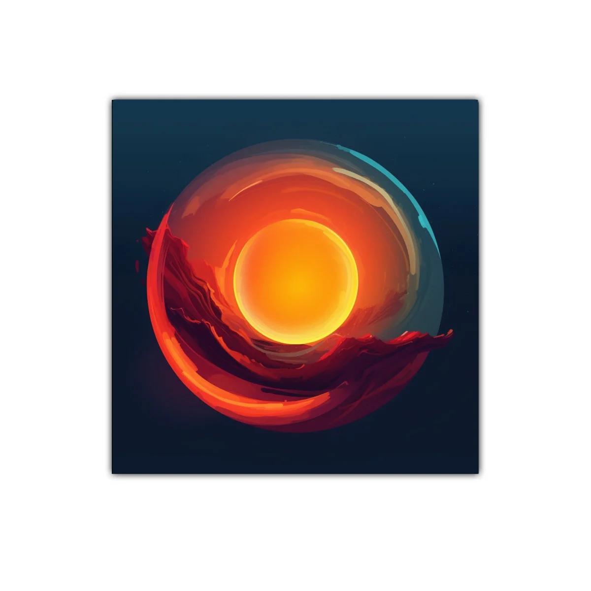 Cuadro abstracto con energía solar y tonos cálidos