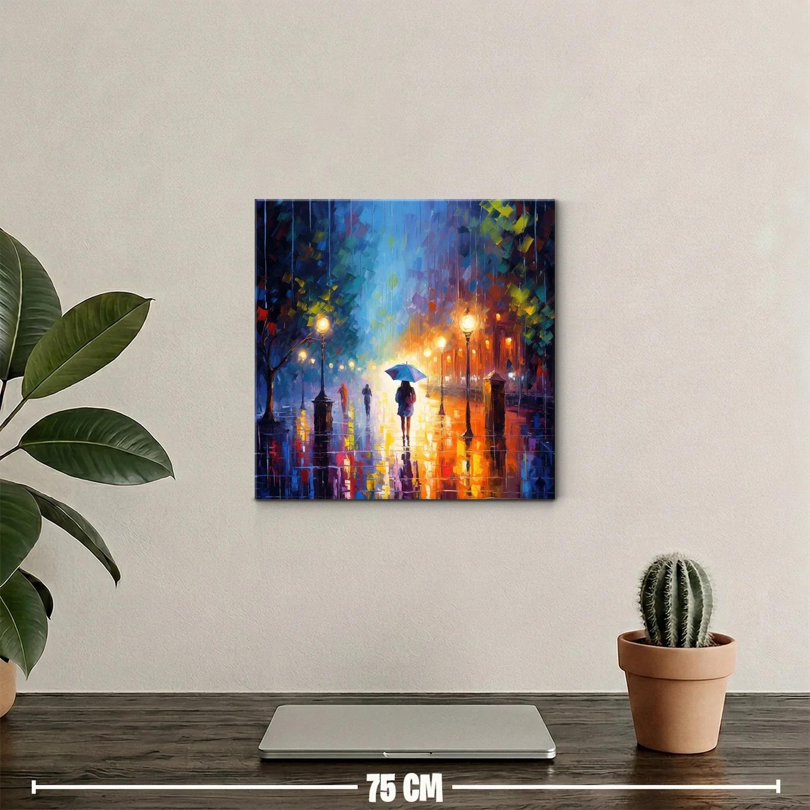 Camino urbano nocturno con luces y lluvia vibrante — miniatura 2