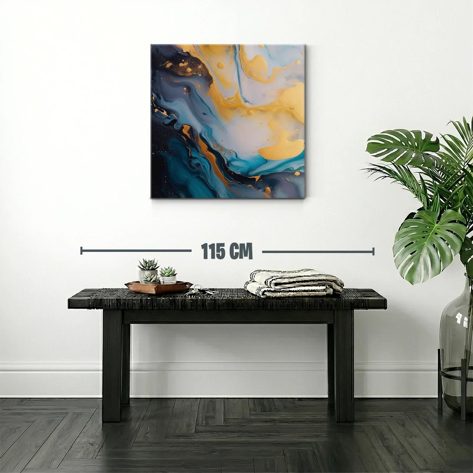 Cuadro Abstracto con Tonos Dorados y Azules Profundos — miniatura 2