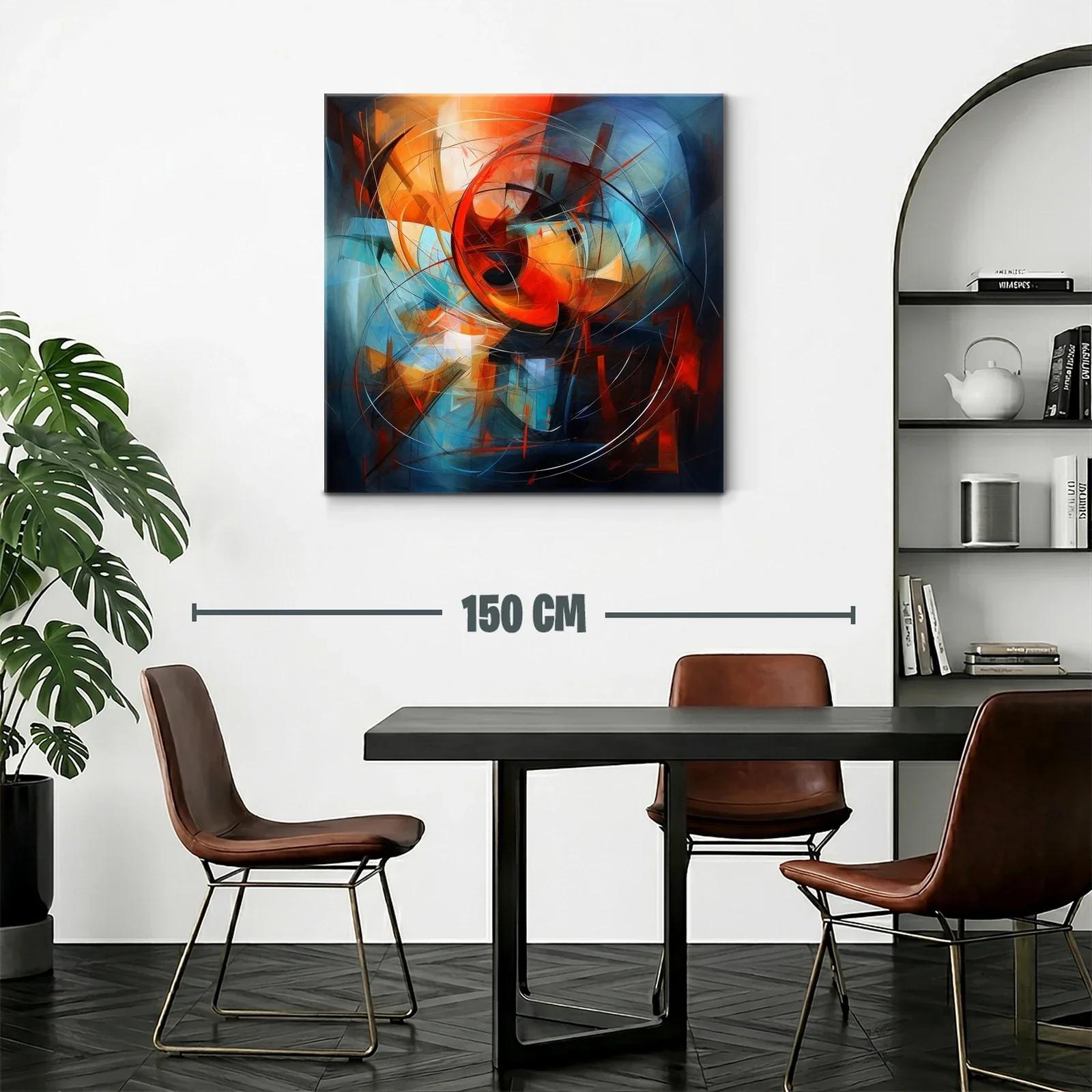 Cuadro abstracto con vibrantes tonos cálidos y fríos — miniatura 2