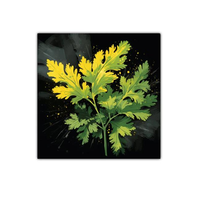 Cuadro decorativo hojas verdes y amarillas vibrantes