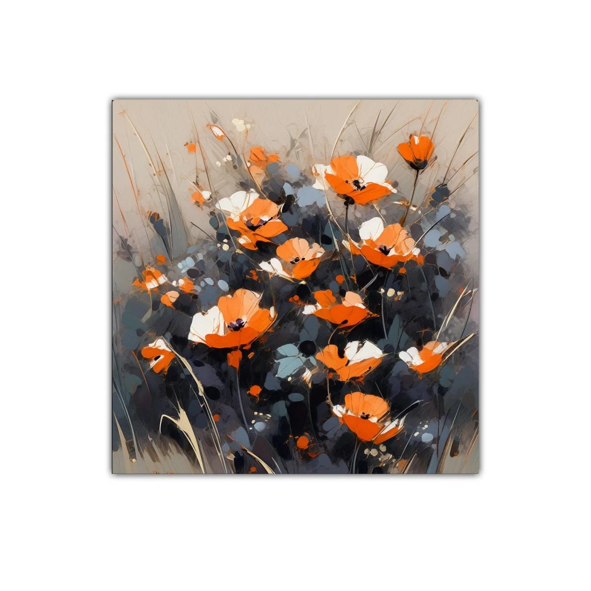 Flores naranjas y blancas con fondo gris elegante