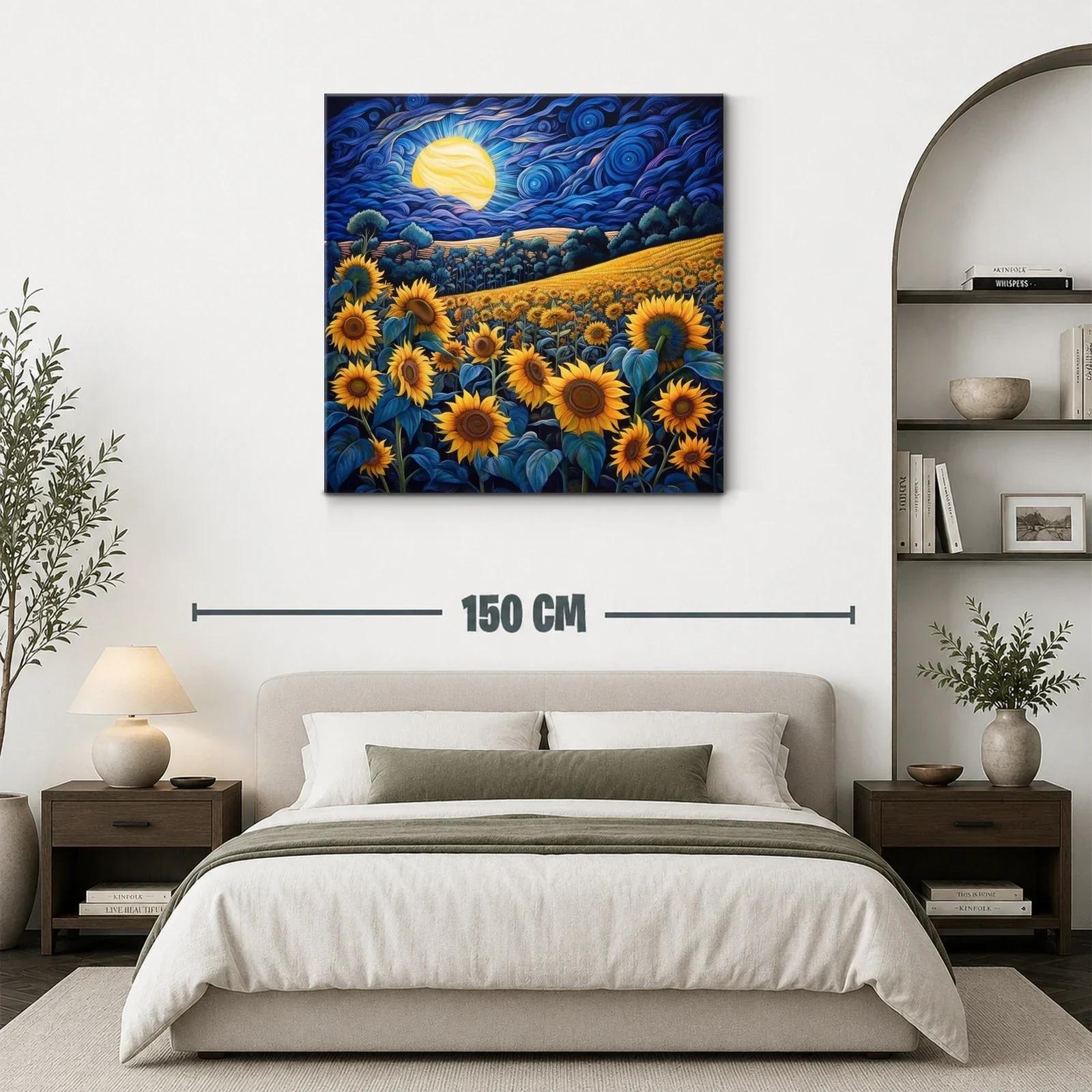 Campo de girasoles bajo un cielo nocturno vibrante — miniatura 3