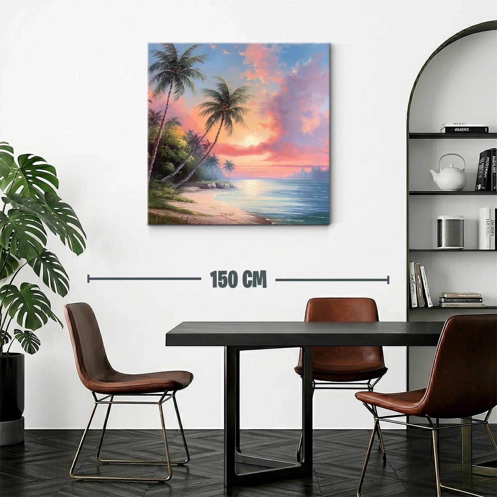 Atardecer tropical con palmeras junto al mar — miniatura 2