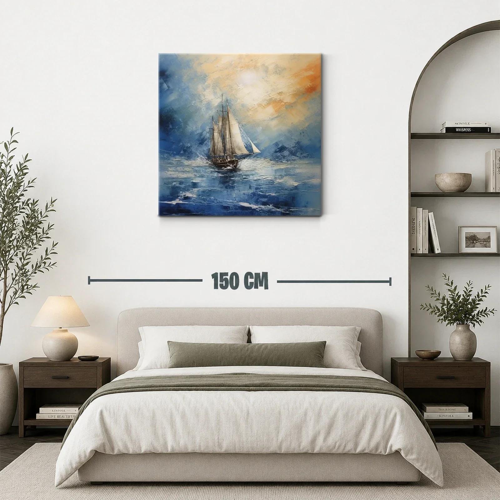 Velero navegando en mar azul con cielos luminosos — miniatura 3