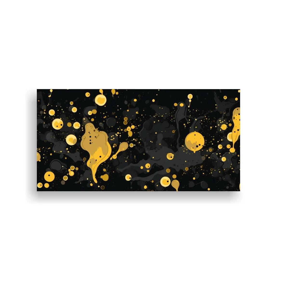 Cuadro salpicaduras de pintura dorada sobre fondo oscuro