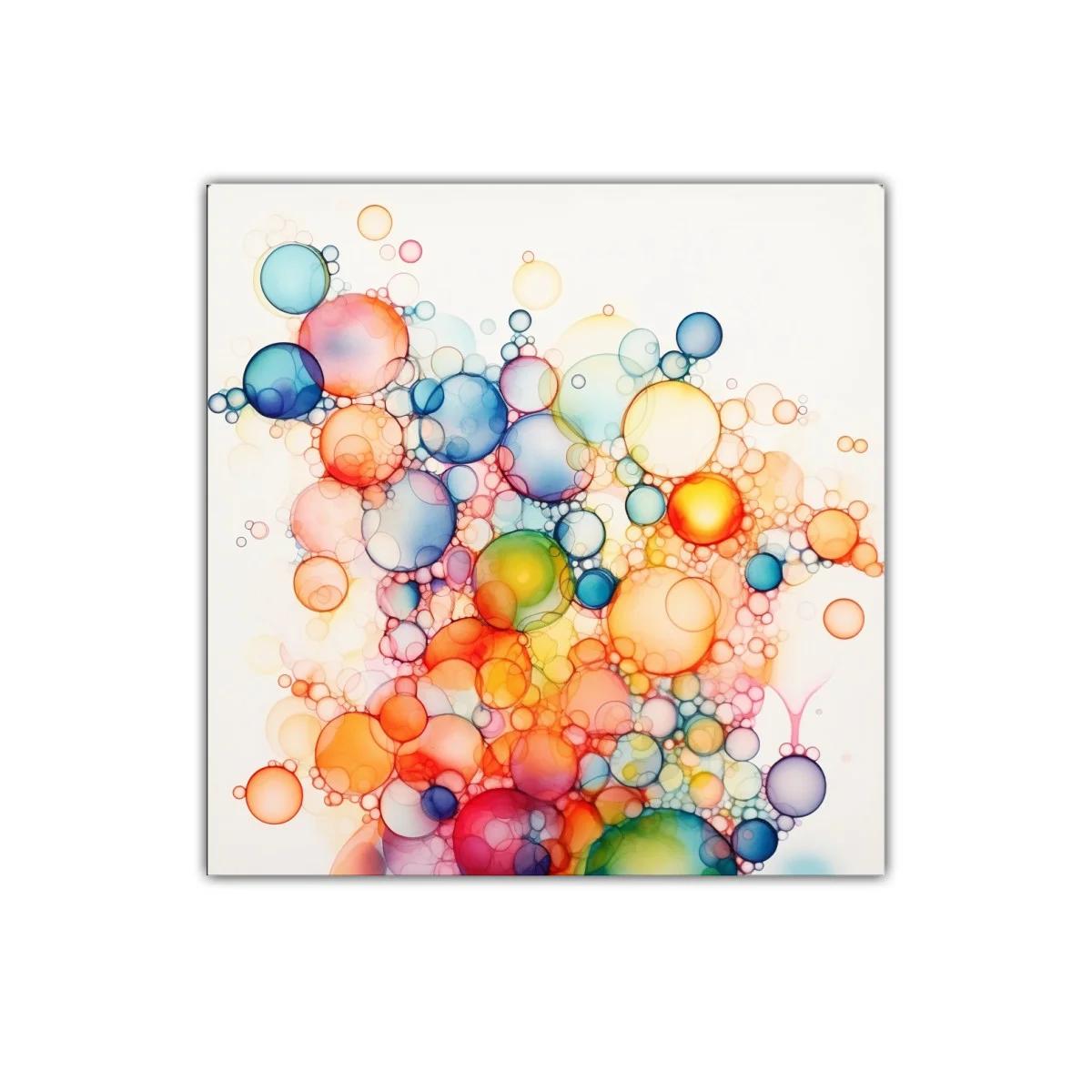 Cuadro abstracto de burbujas multicolores vibrantes