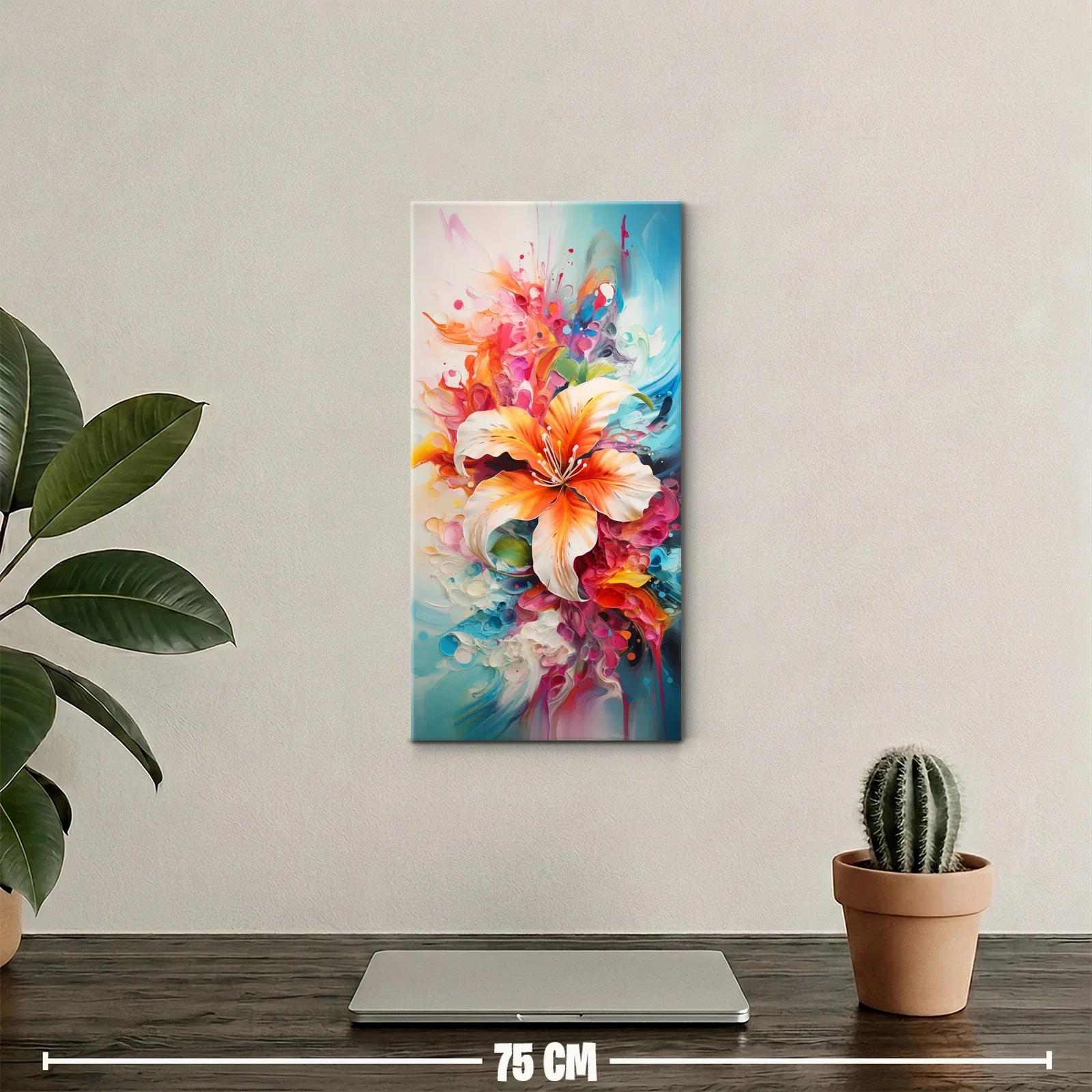 Cuadro lirio naranja con remolinos de pintura — miniatura 2