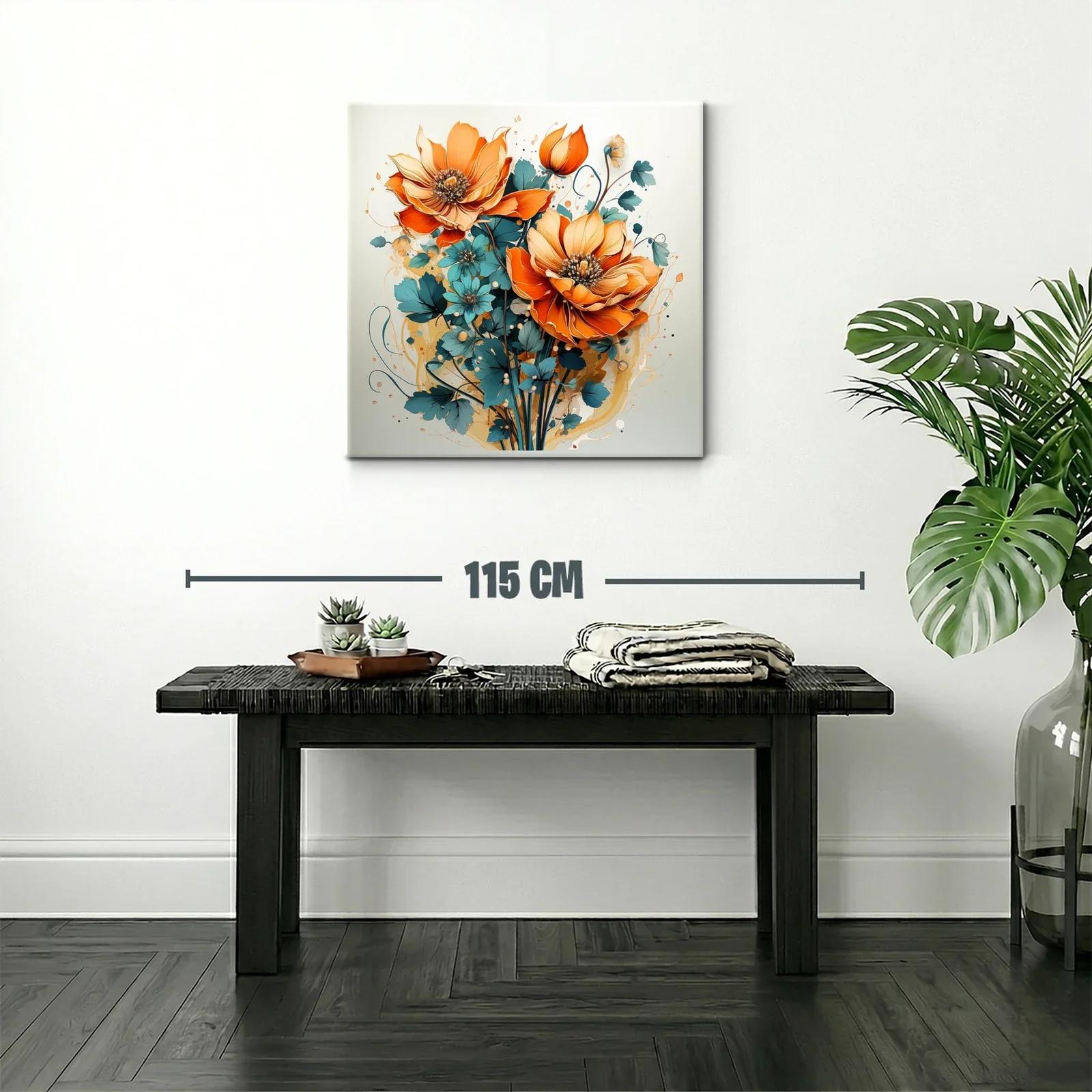 Exuberante ramo floral con vibrantes tonos naranja y azul — miniatura 2