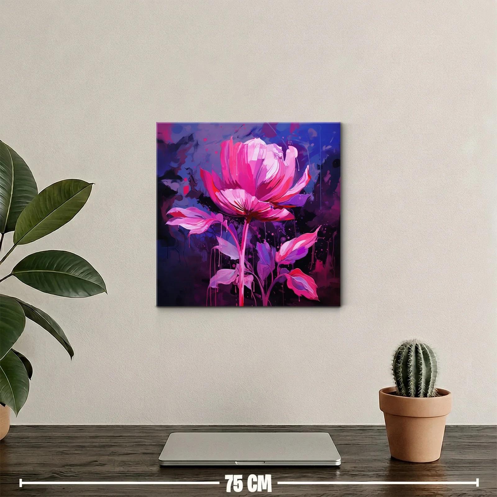 Flor vibrante en tonos rosa sobre fondo azul oscuro — miniatura 2